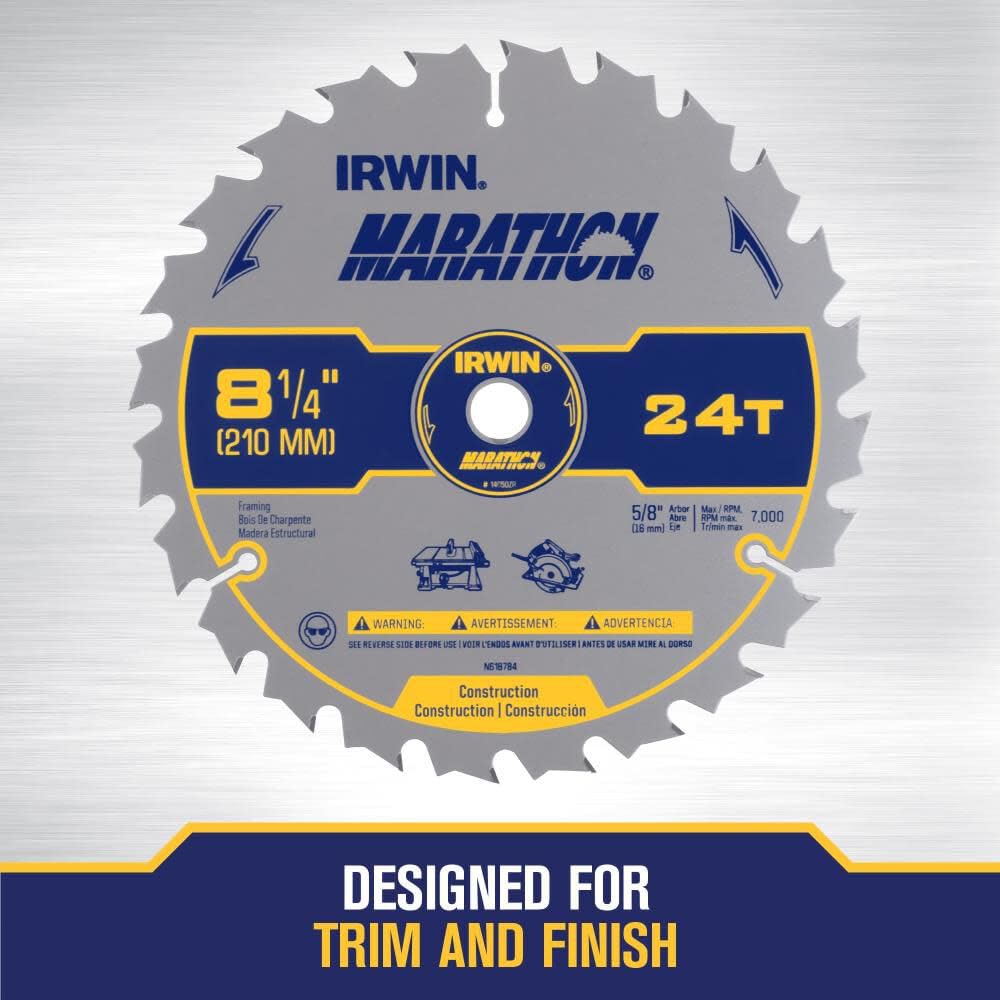 IRWIN 8-1/4" 24T / Marathon / Silver Circular Saw Blades