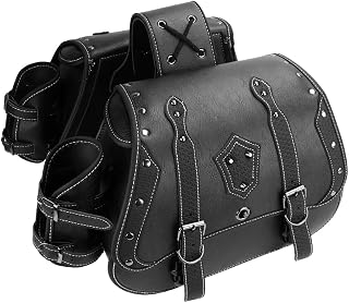 PU Moto Saddlebags for Kawasaki Vulcan 2000 Mean Streak | Thicker PU material prevents sagging. Built-in cup holder and secure double buckles for safe riding and camping trips.