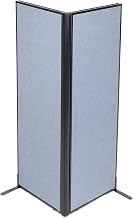 Global Industrial 24-1/4"W x 72" H Freestanding 2-Panel Corner Room Divider, Blue