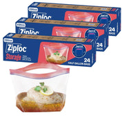 Ziploc 24 Count (Pack of 3) / 72 Count (New) / Clear/Transparent Food Storage Bags