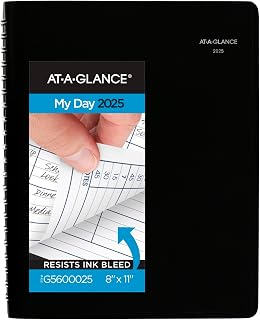 AT-A-GLANCE 2025 Appointment Book Planner, Daily, Four Person Group Planner, 8" x 11", Large, Quarter-Hourly, DayMinder, Black (G5600025)