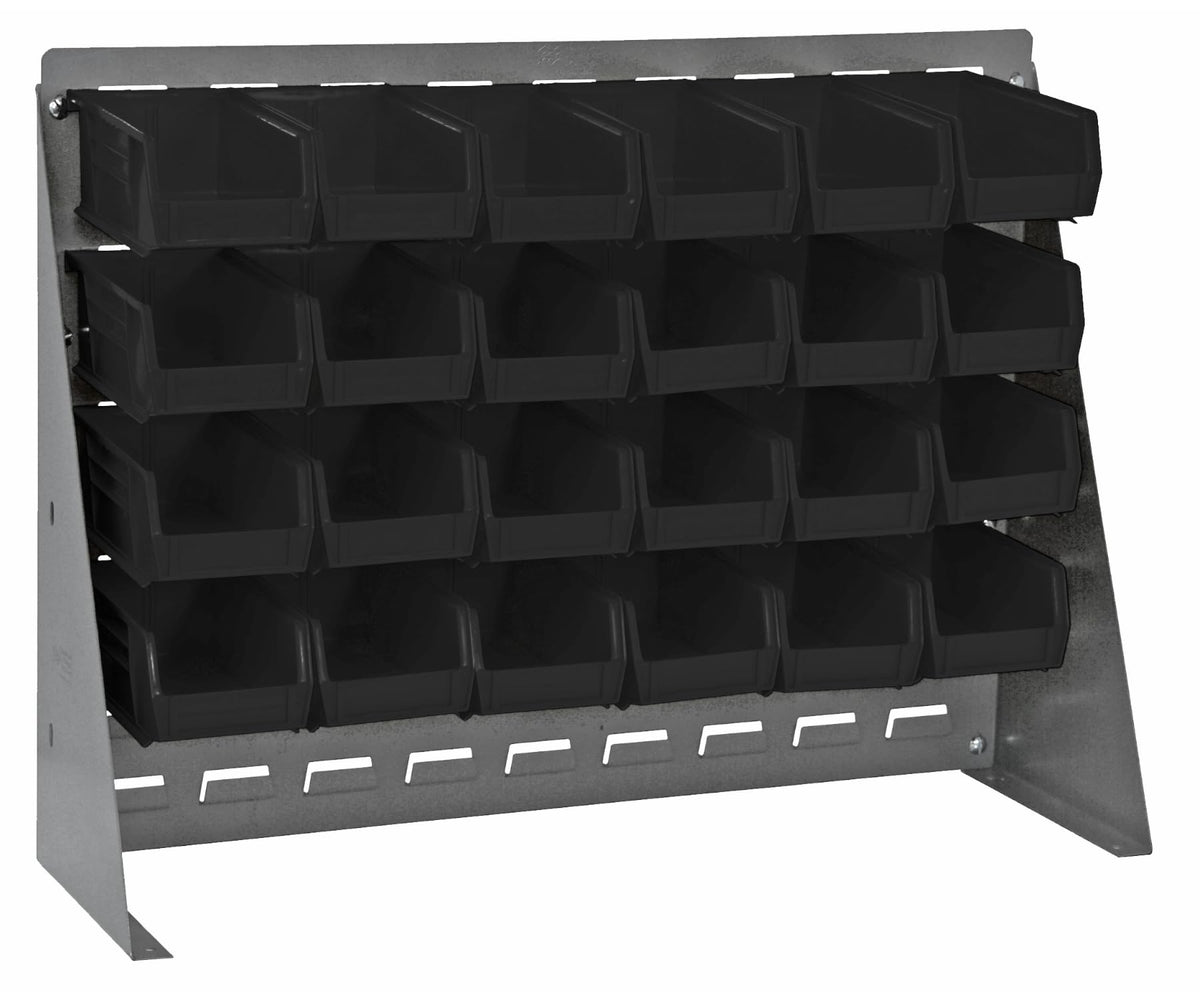 QUANTUM STORAGE SYSTEMS Black / 21" H x 28" W x 8" D / 6" L x 5" W x 3" H 24 Ultra Black Bins Open Storage Bins