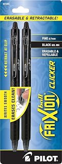 PILOT FriXion Clicker Erasable, Refillable & Retractable Gel Ink Pens, Fine Point, Black Ink, 2-Pack (31460)