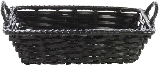 HUBERT Black Storage Basket with Handles Plastic - 11"L x 8"W x 3"H
