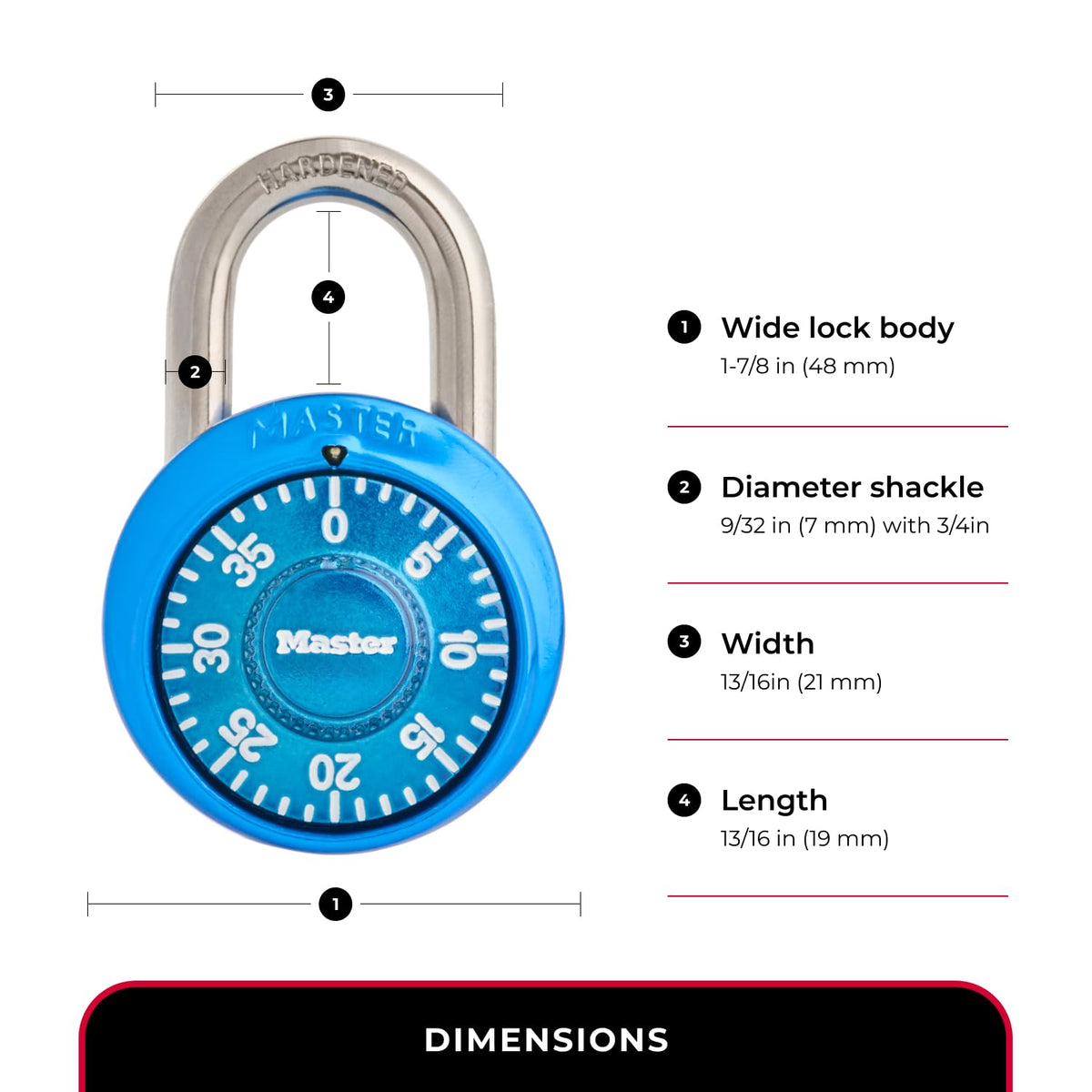 Master Lock Blue / 1 / 1 Pack Combination Padlocks