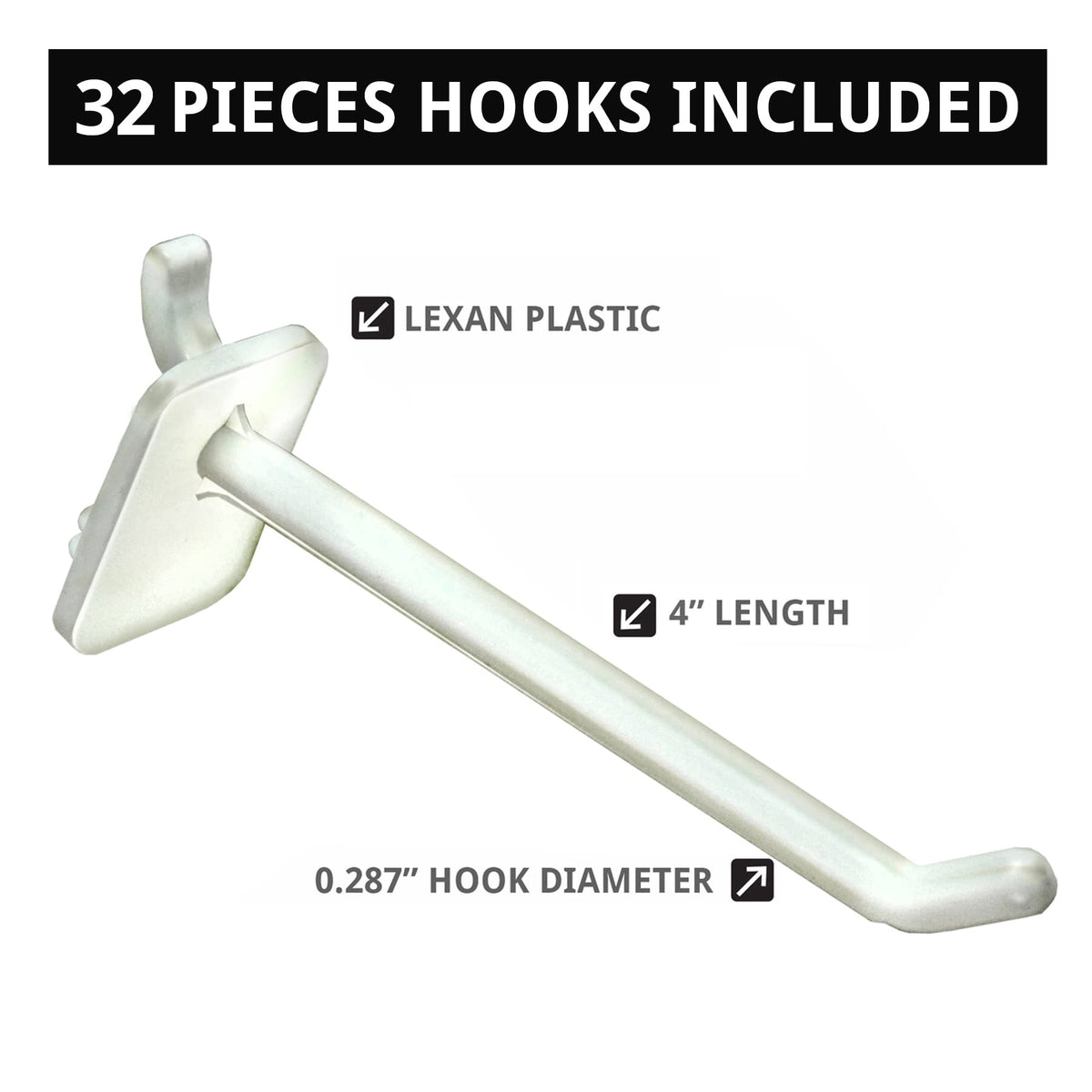 Azar Displays Pegboard + Hooks / White / 14 inches (W) x 14 inches (D) x 21 inches (H) Home Storage Hooks