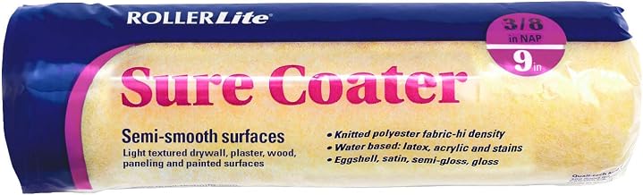 RollerLite 9SC038 Sure Coater High Density Polyester Standard Roller Cover for Semi-Smooth Surfaces, 9-Inch x 3/8-Inch NAP