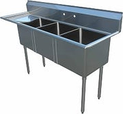 Omcan 43775 Three tub sink with center drain and left drain board