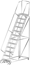 Ballymore SS123214G 12 Step 24" Wx88 D Stainless Steel Rolling Safety Ladder, Serrated Grating