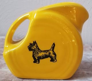 Mini Disc Pitcher - Fiesta Fiestaware Homer Laughlin - Black Scottie Scotty Dog - Daffodil Yellow