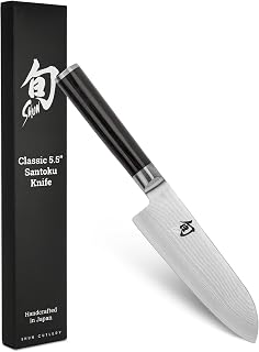 Shun Classic 5.5" Santoku Knife | Handcrafted Japanese All Purpose Knife, VG-MAX Core, Damascus Stainless Steel Cladding, Pakkawood Handle