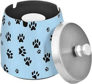 Dog Paw Pattern Splash Ashtray with Lid, Outdoor Ashtrays for Patio