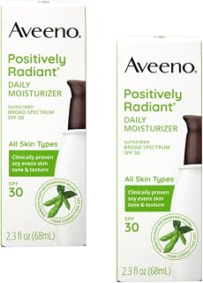 Aveeno Active Naturals Positively Radiant Daily Moisturizer SPF-30, UVA/UVB Sunscreen, 2.5-Ounce Bottles (Pack of 2)