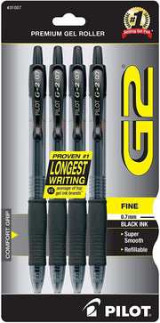 G2 Premium Gel Pens by PILOT – 4 Count (Pack of 1), Plastic, Black, Model FBA_31057