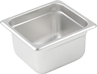 Winco 4" Silver 1/6 Size Metal Steam Table Pan, Anti-Jam (Set of 48)