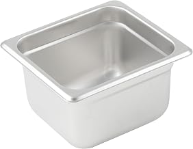 Winco 3.3 qt 4" 1/6 Size Deep Stainless Steel Steam Table Pan, Anti-Jam