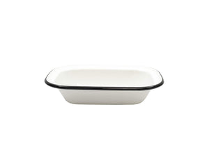 Enamelware Collection Serving Pan by Tablecraft – 9.375" L x 7" W x 2" H, 30.0 ounces, Vitreous Porcelain Enmel Coated Steel, White, Model 80014