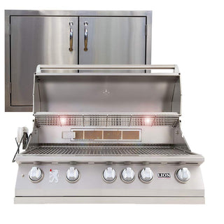 40" Natural Gas Grill with Made in USA 32" Double Door Package Deal by Lion Premium Grills – Stainless Steel, Model L90000