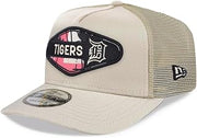 New Era Detroit Tigers 9FIFTY A-Frame Retro Beachin' Patch Snapback Cap, Adjustable Hat Beige Black