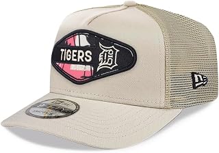 New Era Detroit Tigers 9FIFTY A-Frame Retro Beachin' Patch Snapback Cap, Adjustable Hat Beige Black