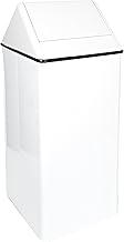 Witt Industries 1411HTWH Stainless Steel 21-Gallon Waste Watcher Hamper and Swing Top Receptacle, Square, 15" Width x 15" Depth x 38" Height, White