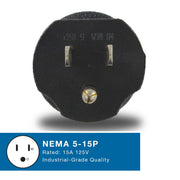 30129 15A to 15/20A Plug Adapter by Conntek – 1/PK, Plastic, Black, Model 30129/ WS-187-3