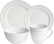 American Atelier Olivia Round 16 Piece Dinnerware Set, White, 10.4x10.4"