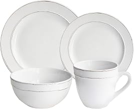 American Atelier Olivia Round 16 Piece Dinnerware Set, White, 10.4x10.4"