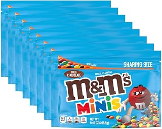Minis Milk Chocolate Candy Bulk Candy Bag 9.4 Oz Chocolate Snacks | Bulk candy bag of M&M'S Minis milk chocolate candy in a 9.4 oz resealable sharing size for baking, lunchbox, travel snacks