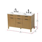 54" Double Bathroom Vanity in Honey Teak by Elegant Kitchen and Bath – unspecified, Aluminum, Teak, Model VF29854DHT