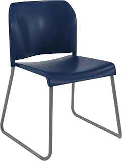 Flash Furniture Hercules Stackable Sled Base Chair, Navy/Gray | 400 LB Capacity, Contoured Backrest, Powder-Coated Base