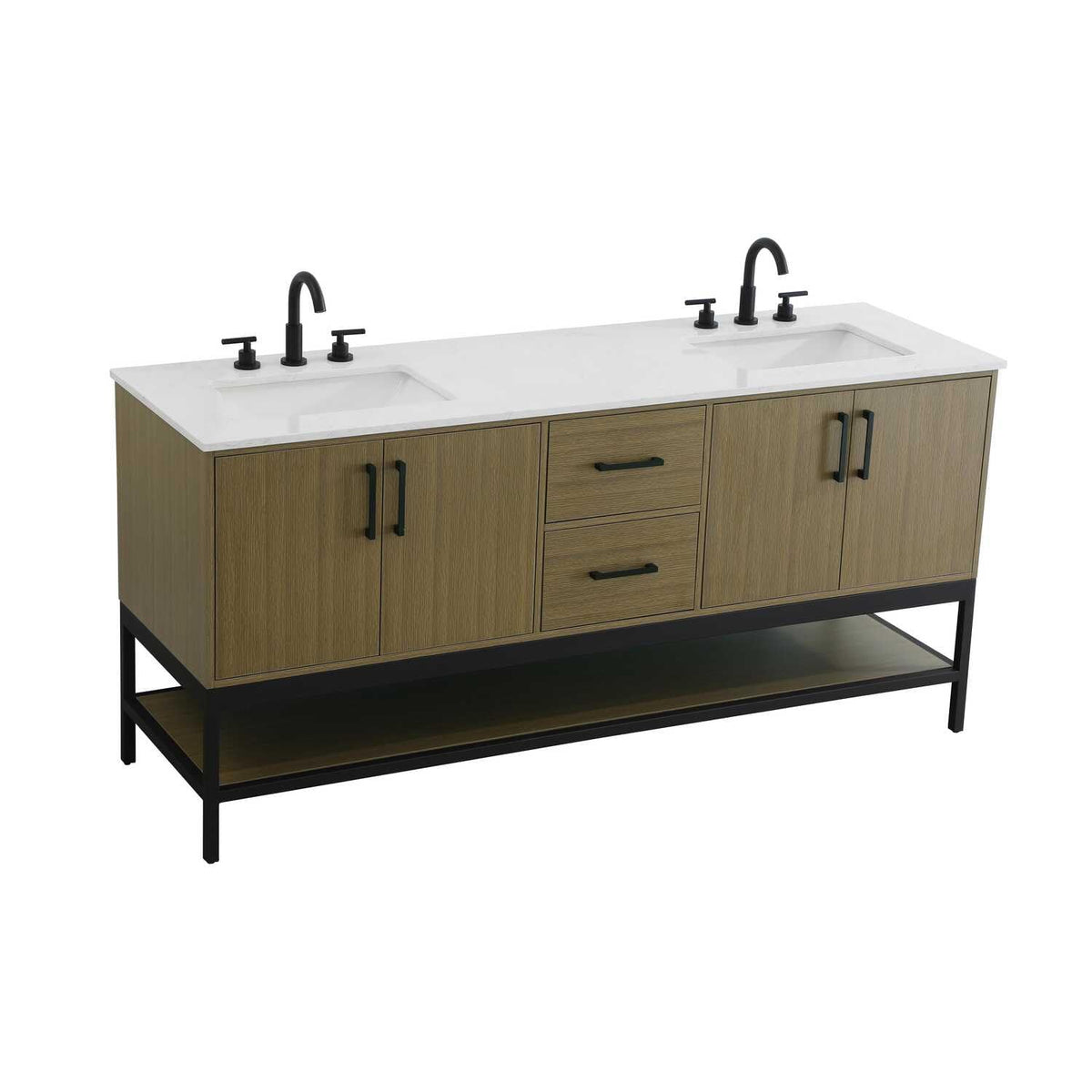 Elegant Kitchen and Bath 72" Double Bathroom Vanity in Chestnut Brown by Elegant Lighting – 72" W x 22" H x 24" D, Wood, Chestnut Brown, Model VF60772DMCB