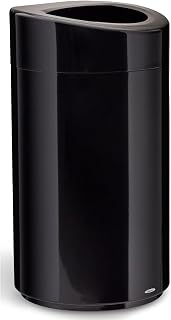 Safco Open Top Trash Can, 30 Gallon Stainless Steel Contemporary Garbage Can for Indoor Use, Black