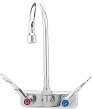 T&S Brass B-1146-04 Wall Mount Workboard Faucet with 4-Inch Centers, Swivel Gooseneck and 4-Inch Wrist Action Handles