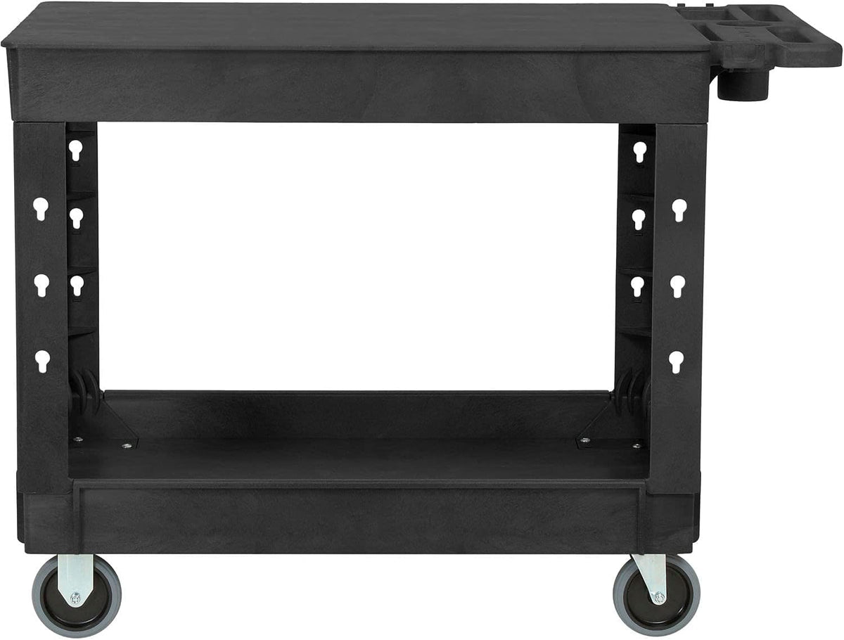 Industrial Service & Utility Flat Top Plastic Cart by Global Industrial – 45"L x 26"W x 32.5"H, Plastic, Black, Model 800347