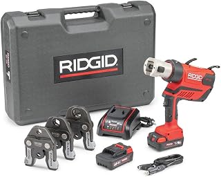 RIDGID 70138 RP 350 ProPress Pressing Tool and Battery Kit with 18-Volt Battery, Charger, MegaPress Press Tool Jaws (1/2" to 1"), and Case