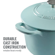 Martha Stewart Gatwick Enameled Cast Iron Dutch Oven, 7 Quart Capacity, Martha Blue