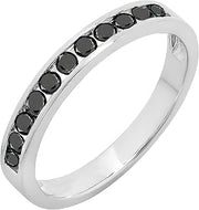 Dazzlingrock Round Black Diamond Channel Set Wedding Band