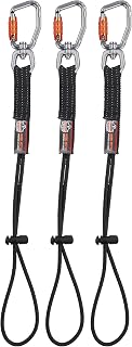 Ergodyne Squids 3714 Tool Lanyard and Tethering Attachment with Carabiner and Cinch Loop, Weight Rating 10lbs, 3-Pack