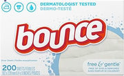 Bounce Fabric Softener Dryer Sheets, Free & Gentle, 200 Count - Packaging May Vary