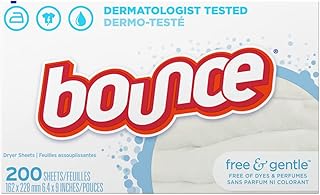 Bounce Fabric Softener Dryer Sheets, Free & Gentle, 200 Count - Packaging May Vary