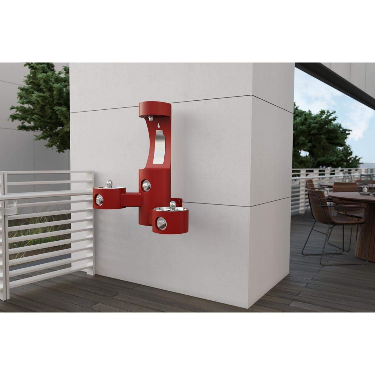 Outdoor Lk4409 Wall Mount Bi-Level Fountain & Bottle Filler Blue by Elkay – Stainless Steel, Blue, Model LK4409BFBLU