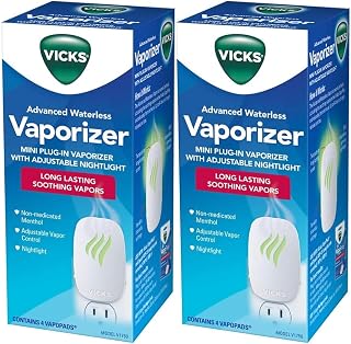 Vicks Advanced Soothing Vapors Mini Waterless Vaporizer With Nightlight, V1750, Pack of 2