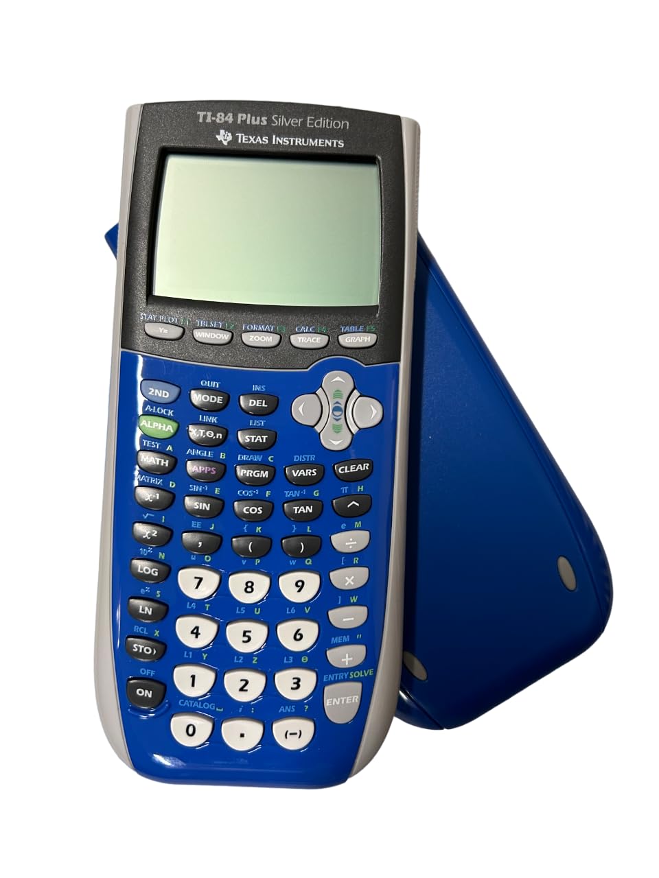 Inc. TI-84 Plus Silver Edition Blue Graphing Calculator (Packaging may vary) by Texas Instruments – Small, Plastic, Blue,Silver, Model FBA_TI-84PLUSBLUE