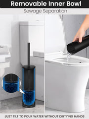 Toilet Brush and Holder Set by HIQTEK – Black-19, Model HB-LM01-Black-VINE-19