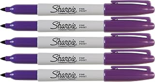 Sharpie Purple Markers, Fine Point Tip, Permanent Markers, 5-Count