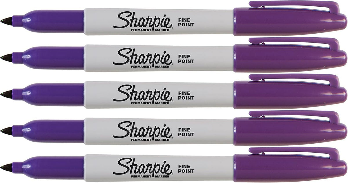 Purple Markers by Sharpie – 1 Count (Pack of 5), Plastic (Body), Felt (Tip), Purple, Pack of 5, Model fnepurple
