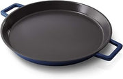 Zakarian by Dash 13 Inch Nonstick Cast Iron Dual Handle Pan, Titanium Ceramic Coated Frying Pan, Blue