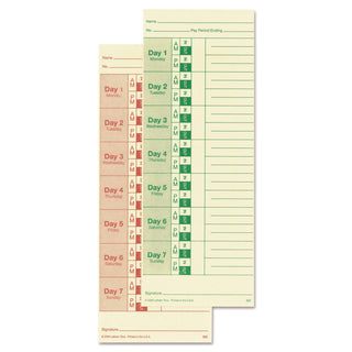 Weekly Time Cards for 2121 Time Clocks by Lathem – 2-Sided (Green/Red), Paper, Model M2-100