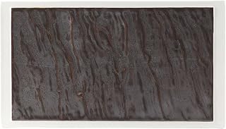 Tuxton China GKP-553 Plate, 14" x 8", Rectangular, Narrow Rim, Textured, Microwave and Dishwasher Safe, Oven Proof, Fully Vitrified, Kona, Lava/Porcelain White